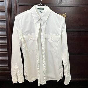 Lauren XL Crisp White Button-Down Shirt